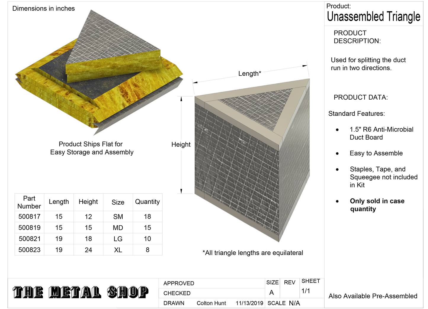 The Metal Shop R6 Fiberglass Unassembled Triangle Drawing