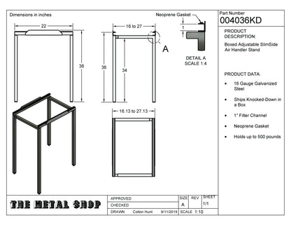**Stand In A Box**                                         Adjustable Air Handler Stands