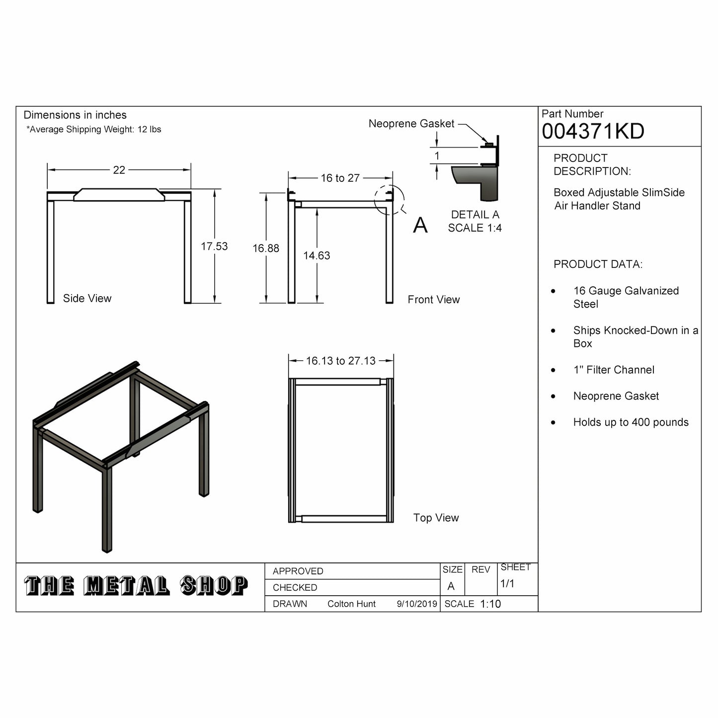 **Stand In A Box**                                         Adjustable Air Handler Stands