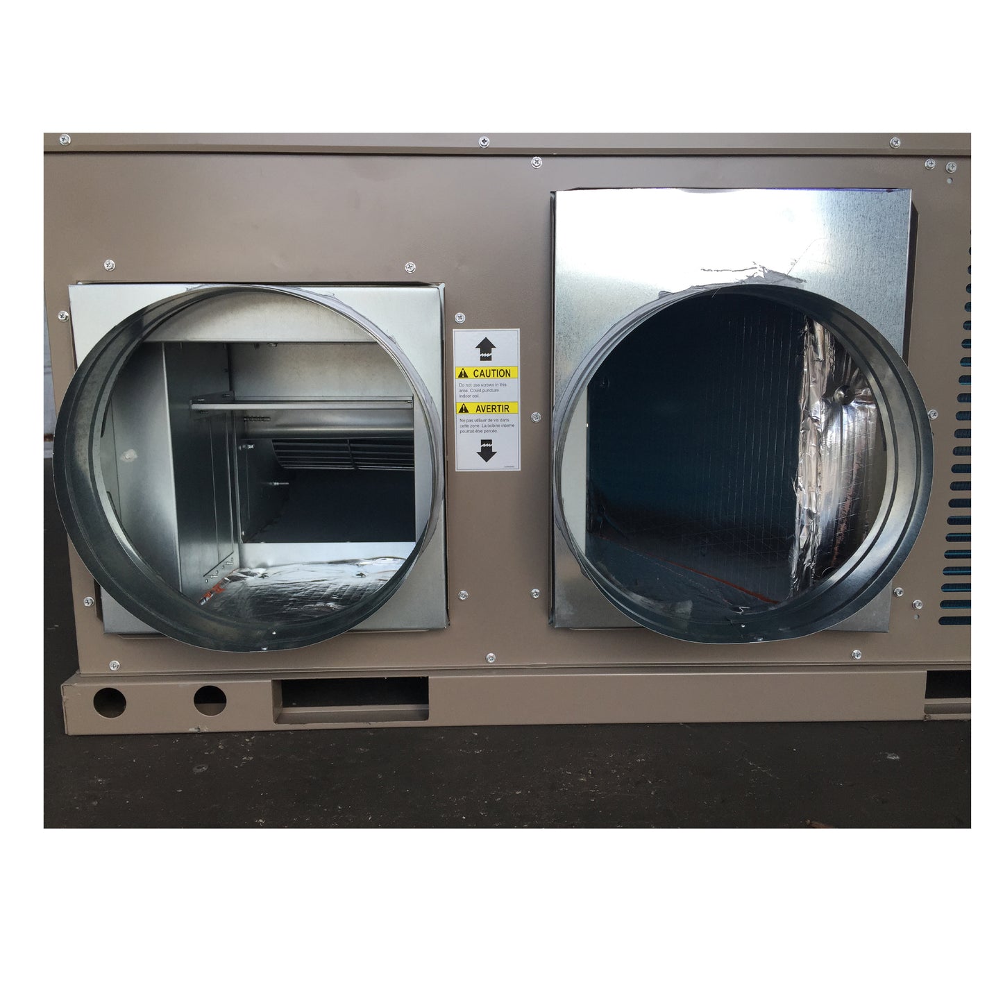 The Metal Shop Package Unit Adapter Square to round installed
